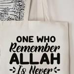 Tote Bag Remember ALLAH With Same Text Pouch